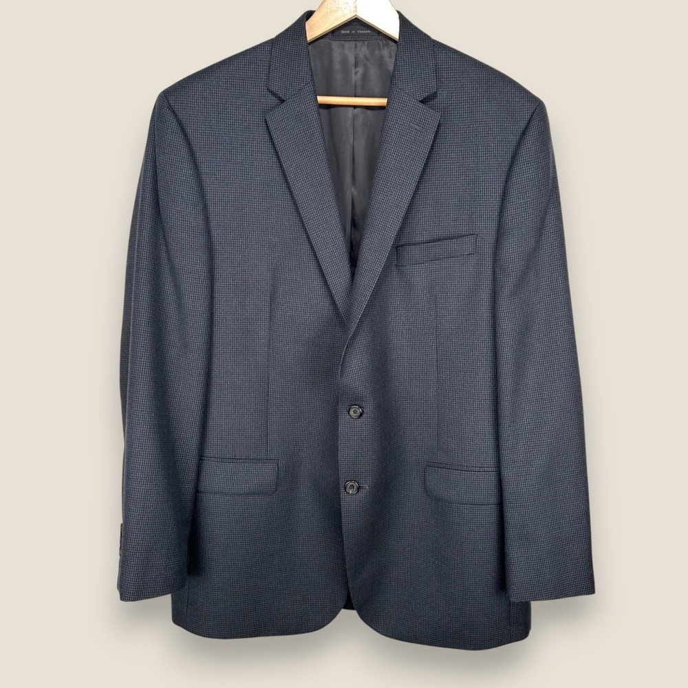 Lauren Ralph Lauren Blazer Sport Coat Men 44L Gray Poly Rayon 2 Button Jacket